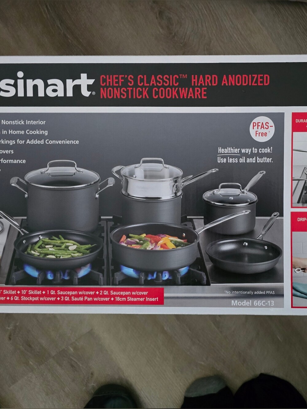 New Cuisinart 66-17N Chefs Classic Non-Stick Hard Anodized 13 Piece Cookware Set